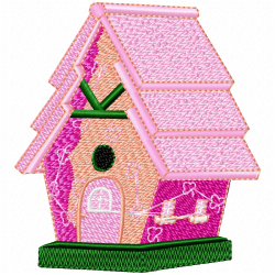 Bird Houses Embroidery Design 1